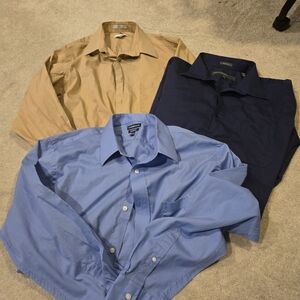 Men's Dress Shirts in Blue, Navy, and Tan